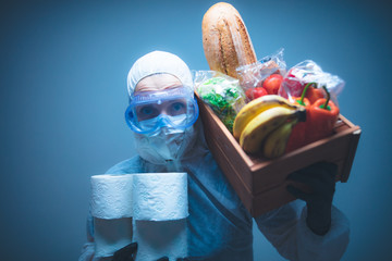 Food and groceries home delivery - quarantine and isolation during the virus outbreak.
