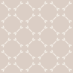 Naklejka premium Subtle vector background texture. Geometric seamless pattern with delicate rounded grid, net, mesh, lace, lattice, weave. Simple abstract ornament in beige pastel colors. Minimal repeatable design