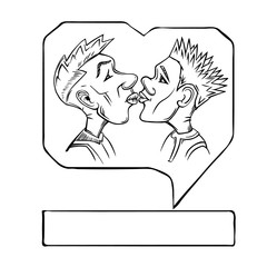 Gay couple kiss sketch