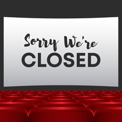 Sorry we're closed in the cinema sign