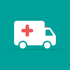 Ambulance icon. Coronavirus car in flat style
