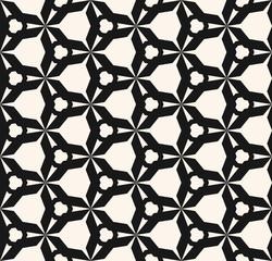 Fototapeta premium Vector abstract geometric seamless pattern. Black and white texture with triangles, hexagons, grid, net, lattice. Simple minimal monochrome background. Repeated design for decor, furniture, fabric