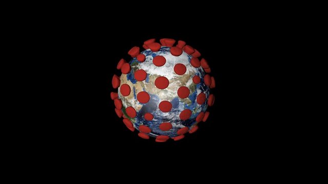 Epidemie - virus pokr&yacute;vaj&iacute;c&iacute; planetu Zemi - 3d rendered animation with alpha channel