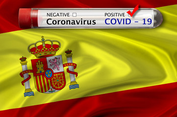 Spain flag and Coronavirus