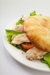 Appetizing pita, mexican tacos, italian ciabatta, arabian kebab isolated on white background.