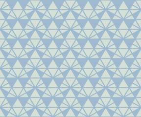 Triangle seamless pattern. Vector abstract geometric texture. Light blue and green color. Simple minimalist graphic background with triangles, hexagonal grid, net, mesh. Subtle minimal repeat design