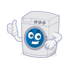 Washing machine mascot give thumb up