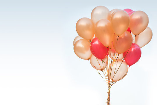 bunch of pink balloons isolated on white