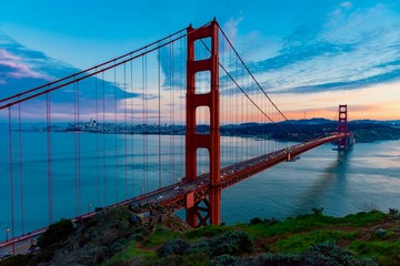 sunrise over Golden Gate Bay in California