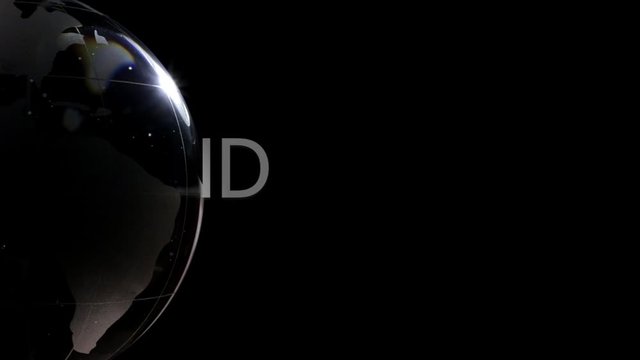 Glass globe spins in front of a black background and a England script appears