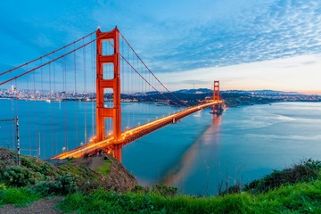 sunrise over Golden Gate Bay in California