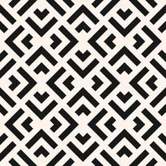 Deurstickers Ruiten Vector geometrische naadloze patroon met vierkanten, ruiten, pijlen, raster, rooster, net, mesh. Abstract zwart-wit grafisch ornament. Moderne zwart-wit lineaire achtergrondstructuur. Herhaal geo-ontwerp