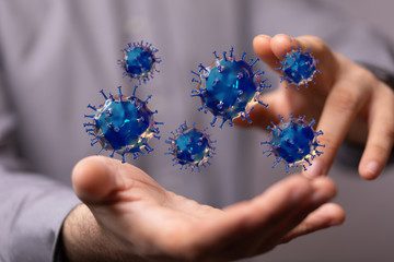 Corona Virus - Microbiology And Virology Concept - 3d protection.
