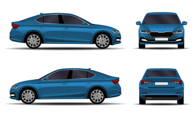 Obraz na płótnie Canvas realistic car. sedan. side view, front view, back view.
