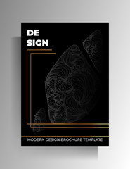 Cover template design for book, magazine, booklet, brochure, catalog. Hand-drawn graphic elements in black and gold. Vector 10 EPS.