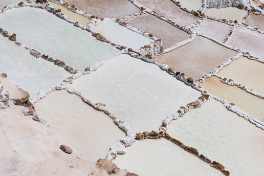 Creative texture of stone rectangular leading down in bright day