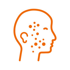 Skin treatment icon, allergy problem, cosmetics, orange color