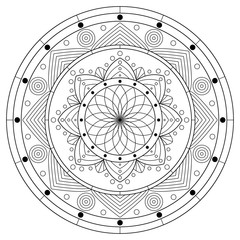 Flower Mandala. Circular pattern in form of mandala for Henna, Mehndi, tattoo, decoration. Decorative ornament in ethnic oriental style, vector illustration. Coloring book page.