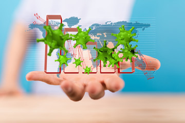 Financial stock graph has down from virus corona outbreak..