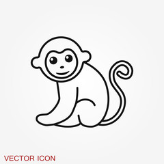 Vector monkey icon isolated on background. Animal symbol