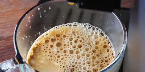 coffee glass espresso coffee machine wooden background