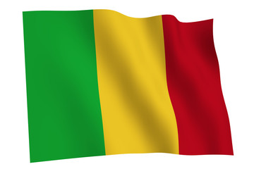 Mali Flag waving. Flag of Mali waving in the wind 