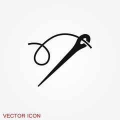 Needle icon, vector sewing symbol or element for design
