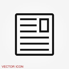 Newspaper icon vector. Symbol of news. Flat design.