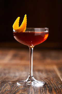 Martinez cocktail with orange zest