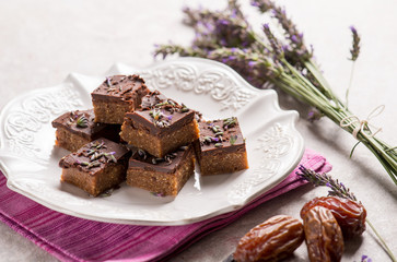 chocolate with dares and lavender flower