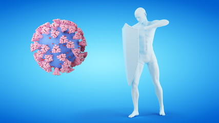 3d rendered medical illustration of a man fighting the corona virus