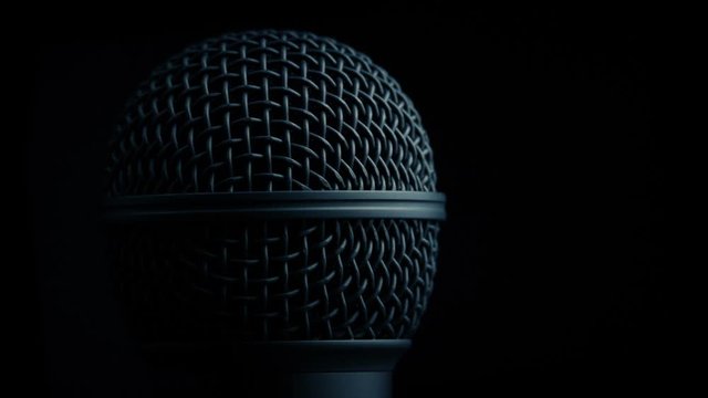 Microphone Rotating Closeup On Black