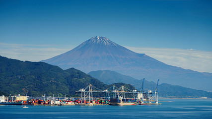 Mountain fuji and shimizu port in Shizuoka, Japan