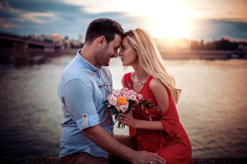 Couple have fun outdoors.