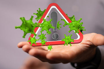 Ncov spreading concept, Earth and virus models.