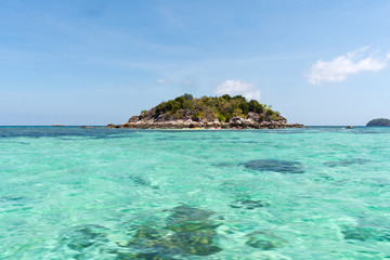 Turquoise Water and Small Island seen from Sunrise Beach, Koh Lipe, Thailand, Asia