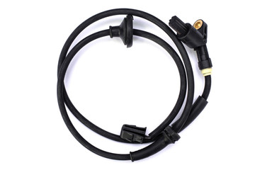 Car crankshaft position sensor on an isolated white background. Spare parts.