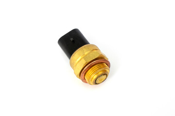 Sensor for turning on the car cooling fan on an isolated white background. Spare parts.