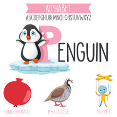 Illustrated Alphabet Letter And Cartoon Objects