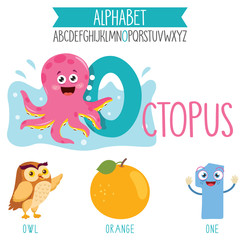 Illustrated Alphabet Letter And Cartoon Objects