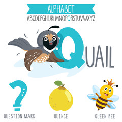 Illustrated Alphabet Letter And Cartoon Objects