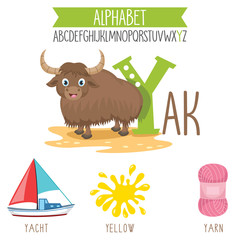 Illustrated Alphabet Letter And Cartoon Objects