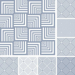 Seamless geometric checked patterns set.