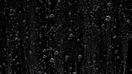 Naklejka na ściany i meble Close up of water bubbles in under water floating up to water surface. 3d rendering.