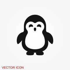 Penguin icon. Abstract birds on white background. Vector illustration