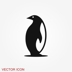 Penguin icon. Abstract birds on white background. Vector illustration