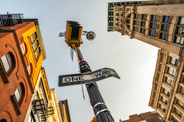New York City One Way Ampel Überwachungskamera