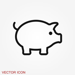 Pig icon in minimal style, isolated on background.
