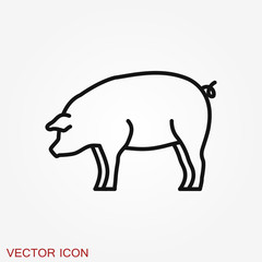 Pig icon in minimal style, isolated on background.