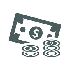 Cash, income, bank note, money gray icon